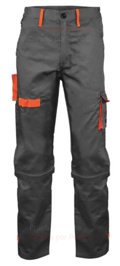 Pantalon Slack Cargo Gabardina Gris/Naranjo