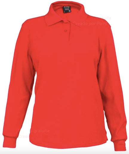 Polera Activex Pique Roja Manga Larga Mujer UPF 40