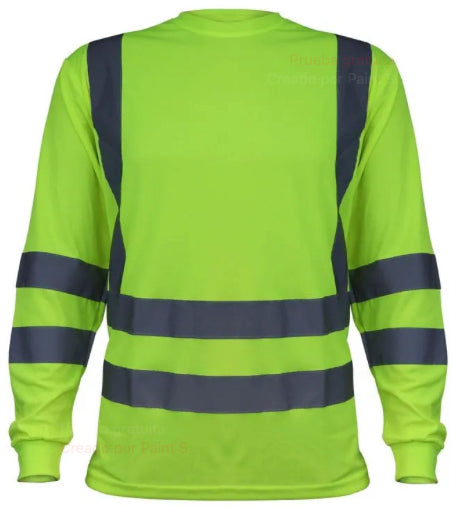 Polera Activex Polo Dry Fit Verde Fluor con Reflectante Manga Larga UPF 25