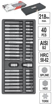 Juego de Puntas Torx, Imbus y Allen - 40 piezas