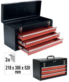 Caja porta herramientas tipo gabinete 3 bandejas