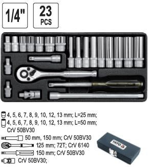 Juego de dados 1/4" 23 piezas