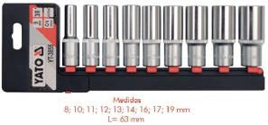 Juego de Dados hexagonales Largos 3/8 - 9 piezas